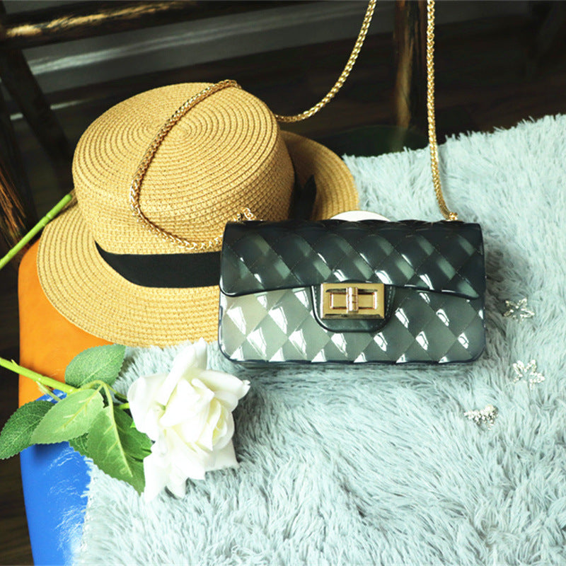 Women Transparent Gradient Candy Color Chain Crossbody Bags