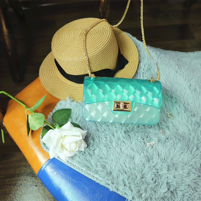 Women Transparent Gradient Candy Color Chain Crossbody Bags