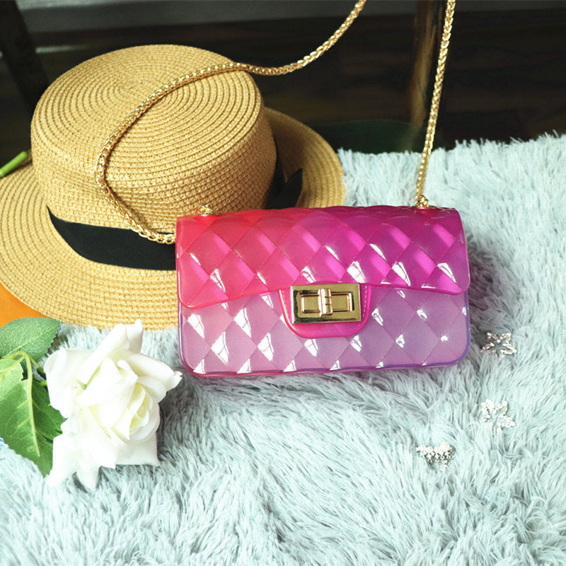 Women Transparent Gradient Candy Color Chain Crossbody Bags