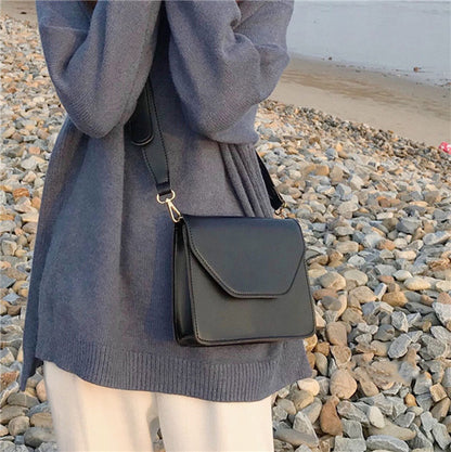 Sacs à bandoulière simples et larges en cuir PU pour femmes 