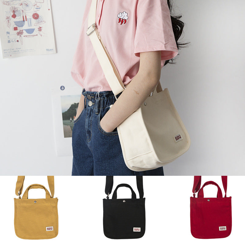 Women Solid Color Simple Canvas Crossbody Bag