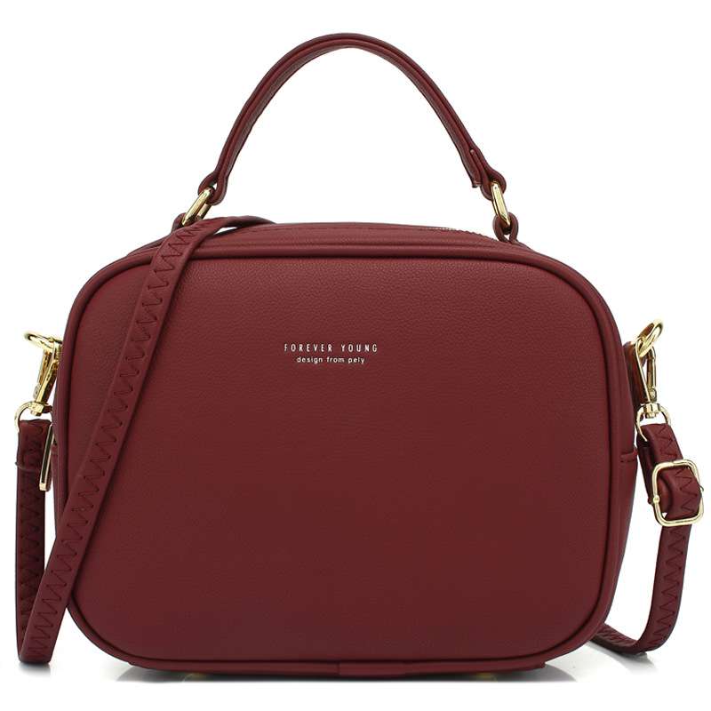 Sac à bandoulière simple et décontracté en PU de couleur pure avec fermeture éclair 