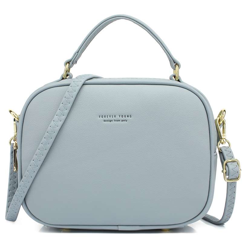 Sac à bandoulière simple et décontracté en PU de couleur pure avec fermeture éclair 