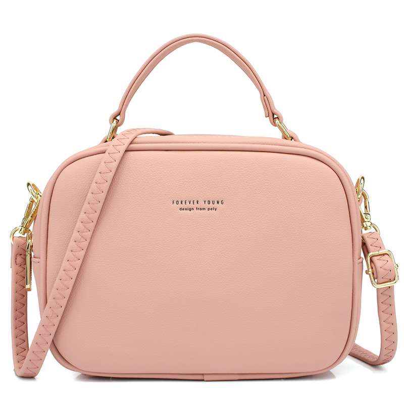 Sac à bandoulière simple et décontracté en PU de couleur pure avec fermeture éclair 