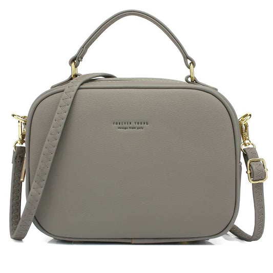 Simple Casual PU Pure Color Zipper Crossbody Bag