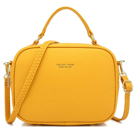 Simple Casual PU Pure Color Zipper Crossbody Bag