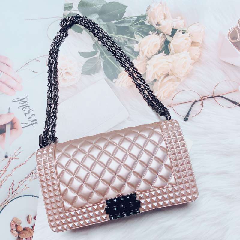 25*9*15cm Women Fashion Metal Chain Rhombus Pattern Square Bag