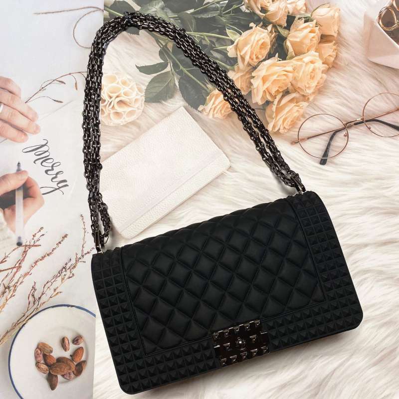 25*9*15cm Women Fashion Metal Chain Rhombus Pattern Square Bag