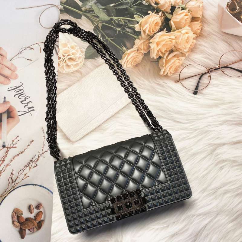 25*9*15cm Women Fashion Metal Chain Rhombus Pattern Square Bag