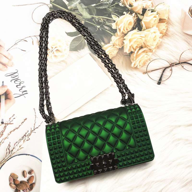 25*9*15cm Women Fashion Metal Chain Rhombus Pattern Square Bag