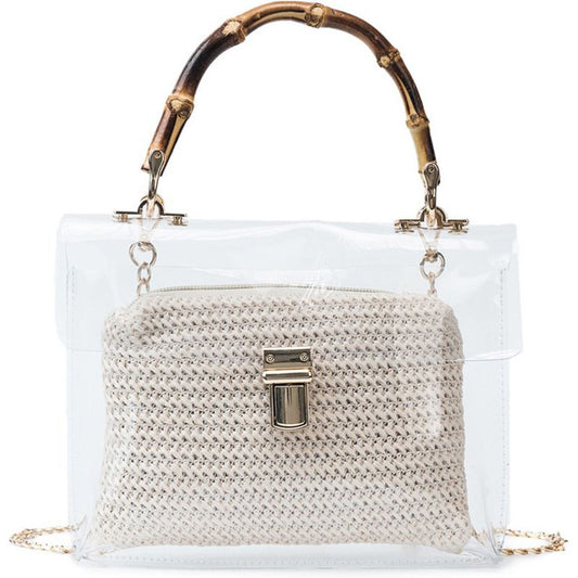 Fashion Woven Clear PVC Chain Crossbody Bag