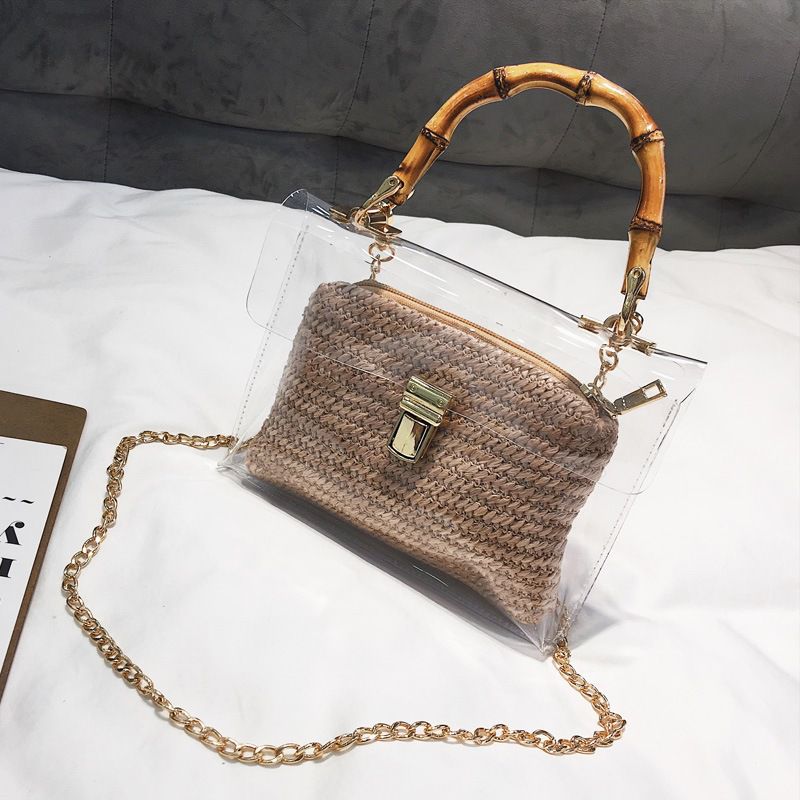 Fashion Woven Clear PVC Chain Crossbody Bag