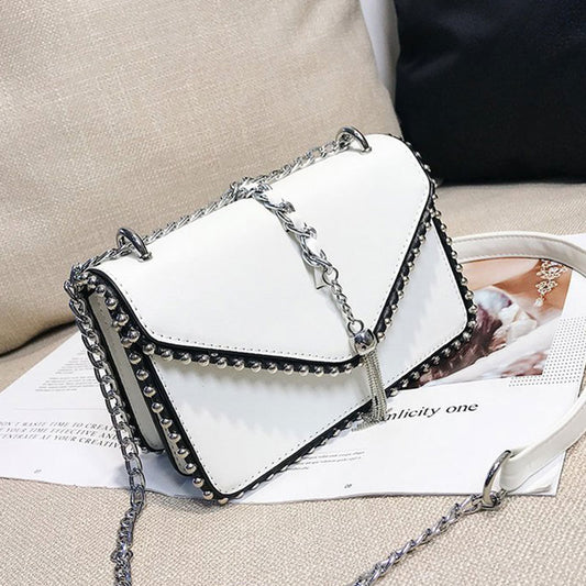 Women Fashion Metal Chain Rivet Design Crossbody Bag