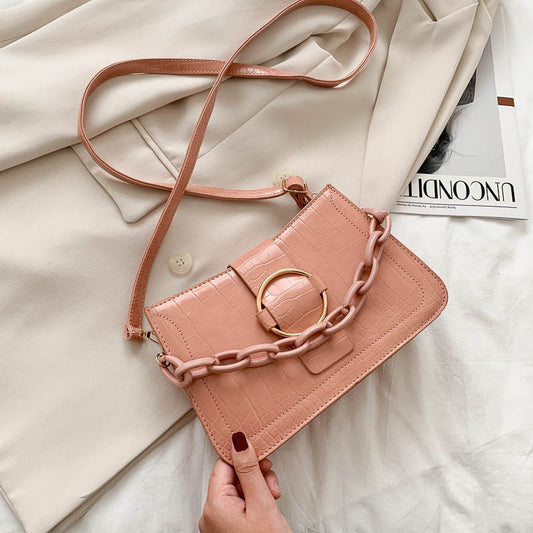 Woman All-match Solid Color Chain Crossbody Bag