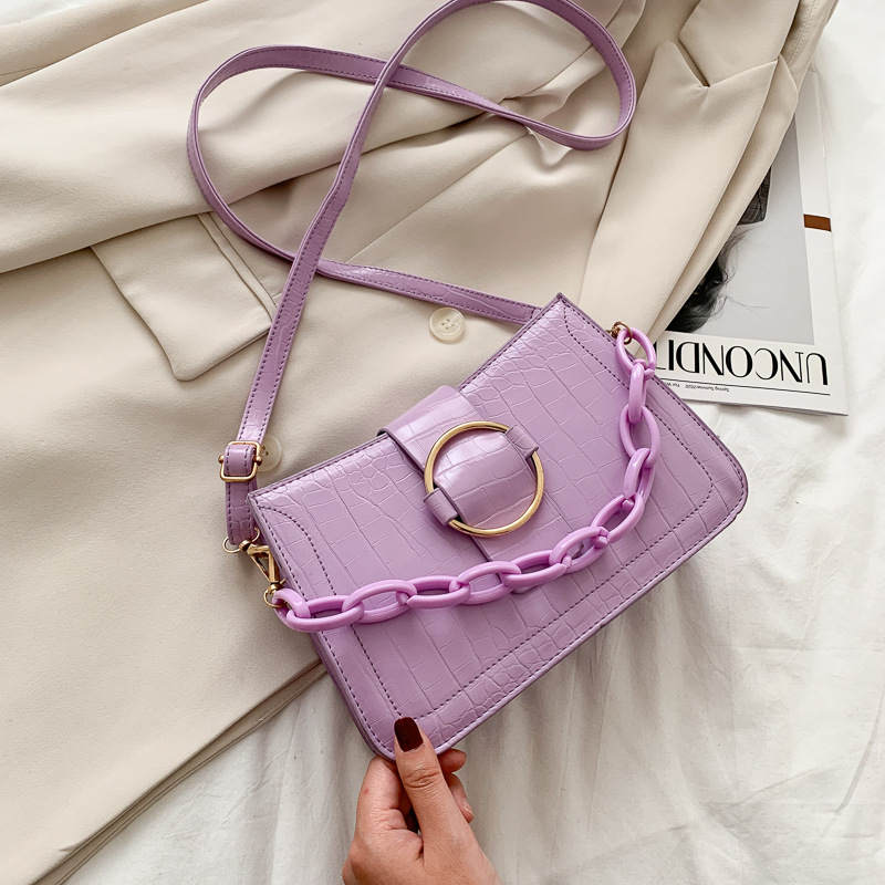 Woman All-match Solid Color Chain Crossbody Bag