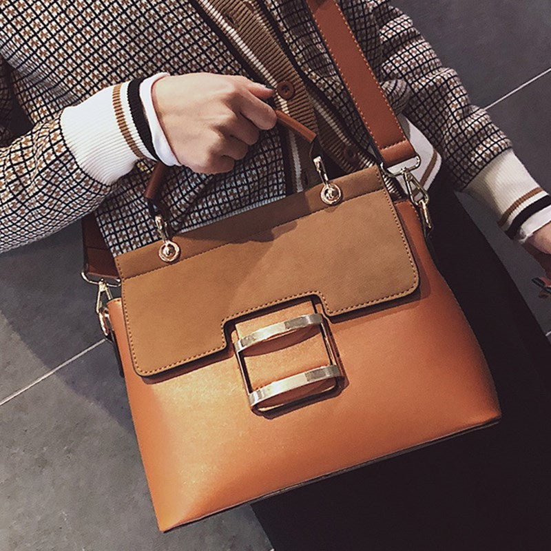 Women Solid Color Frosting PU Square PU Bag