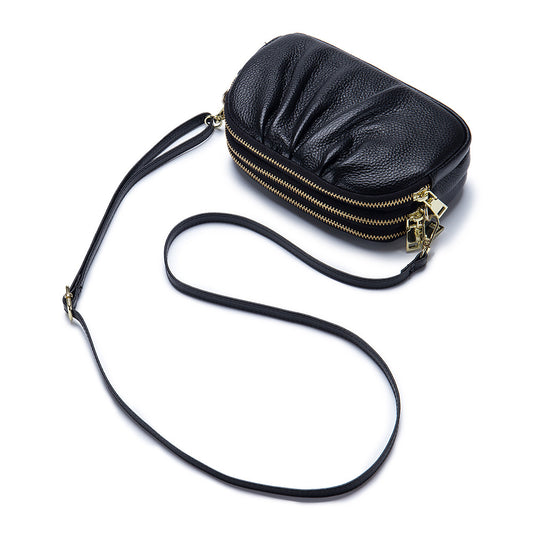 Women Leather Solid Color Triple-layer Mini Bags