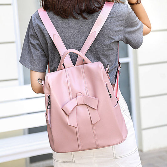 Women Fashion Solid Color Bow Decor PU Backpacks