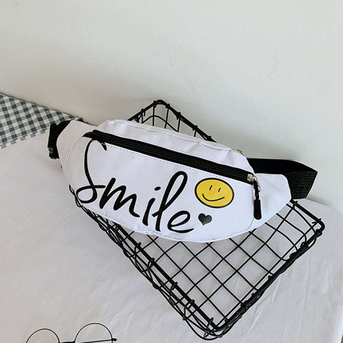 Women Fashion Letter Printing Nylon Waist Bag