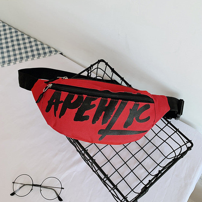 Women Fashion Letter Printing Nylon Waist Bag