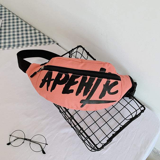 Women Fashion Letter Printing Nylon Waist Bag