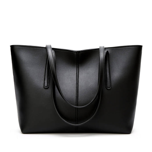 Women Solid Color Large Capacity PU Handle Bag