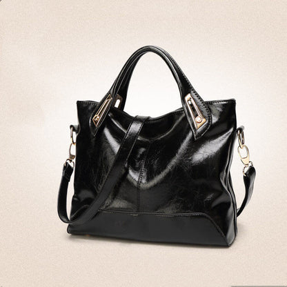 Women Fashion Solid Color Large Capacity Waxed PU Bag