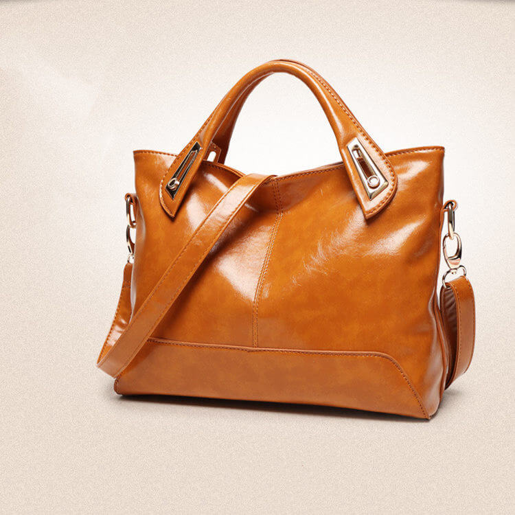 Women Fashion Solid Color Large Capacity Waxed PU Bag