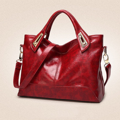 Women Fashion Solid Color Large Capacity Waxed PU Bag