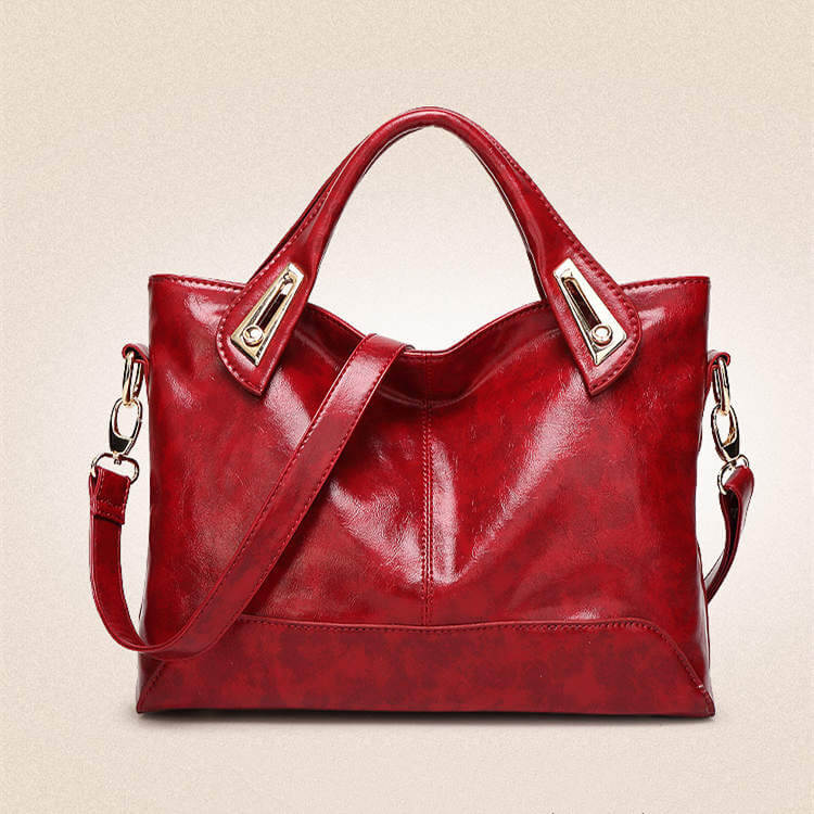 Women Fashion Solid Color Large Capacity Waxed PU Bag