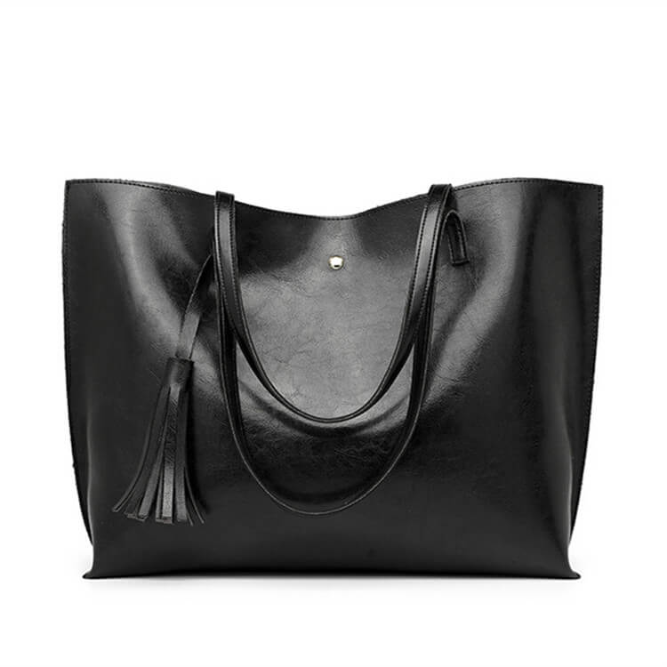 Sac à main tendance en PU à pompons de couleur unie pour femme 