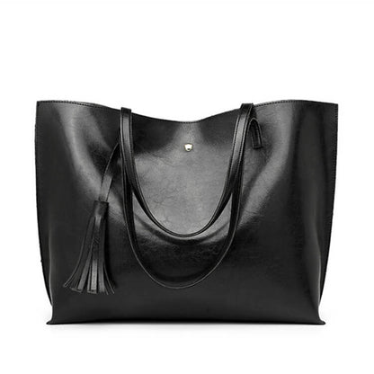 Sac à main tendance en PU à pompons de couleur unie pour femme 