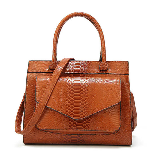 Women Fashion Snakeskin Grain PU Tote Bag