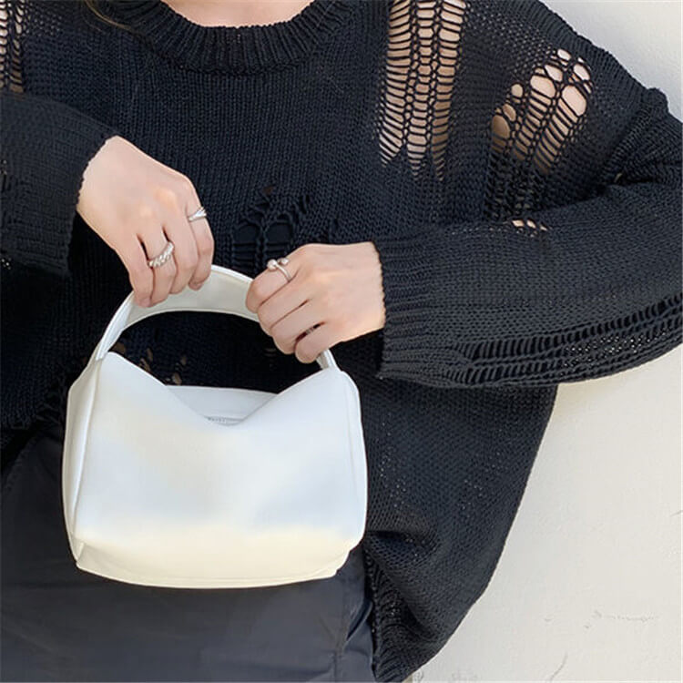 Women Unique Solid Color PU Handle Square Bag