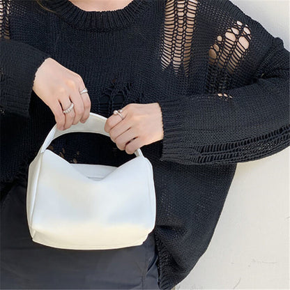 Women Unique Solid Color PU Handle Square Bag