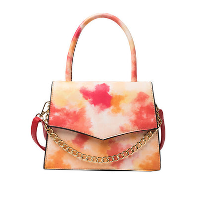 Women Casual Gradient Tie Dye Color Chain Decoration Square Crossbody Bag
