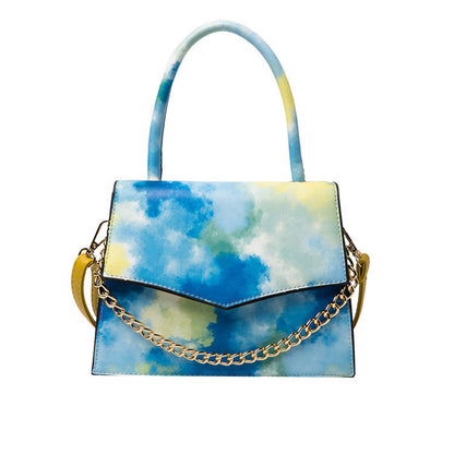 Women Casual Gradient Tie Dye Color Chain Decoration Square Crossbody Bag