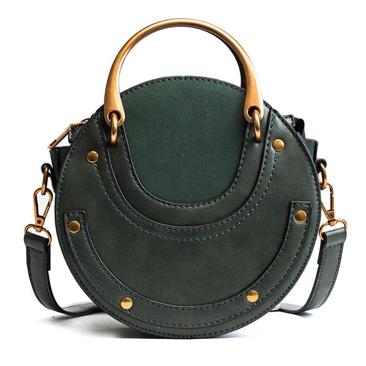 Women Vintagd Patchwork Round Crossbody Bag