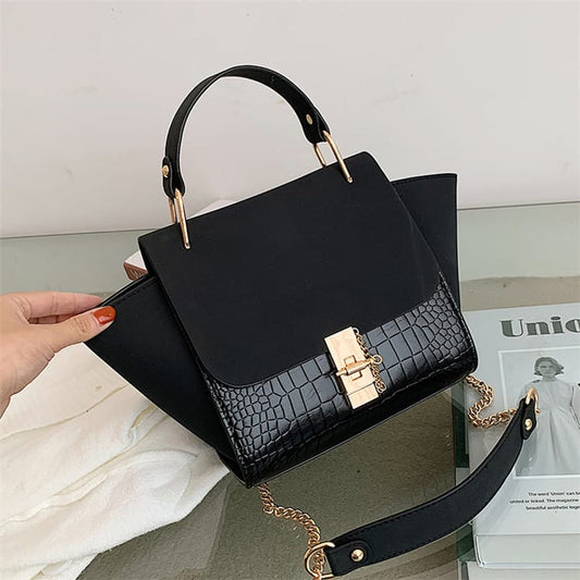 Women Retro Wing Design Suede PU Flap Tote Bag