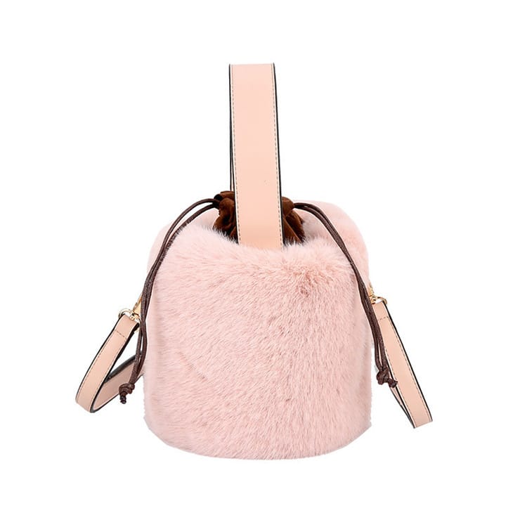 Sac seau en peluche simple et uni pour femme 