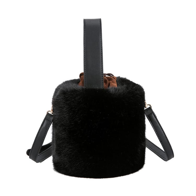 Sac seau en peluche simple et uni pour femme 
