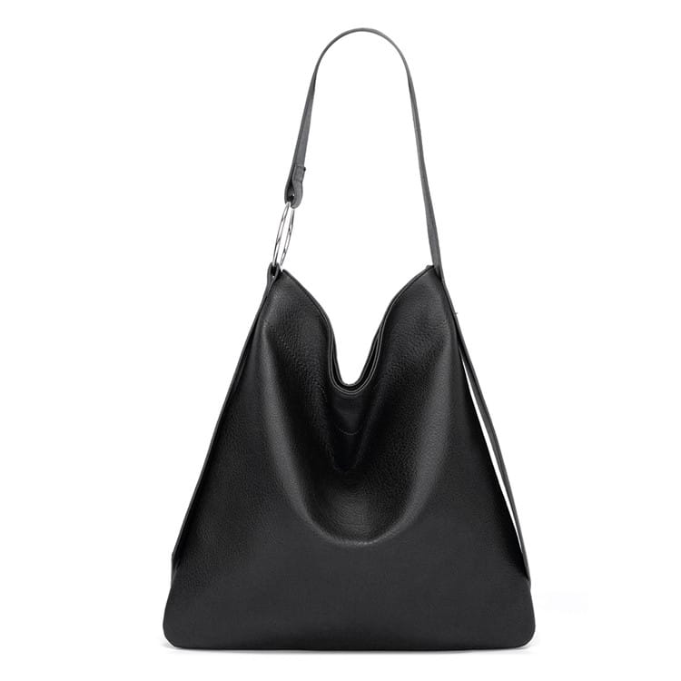 Sac fourre-tout souple simple de grande capacité pour femme, couleur unie 