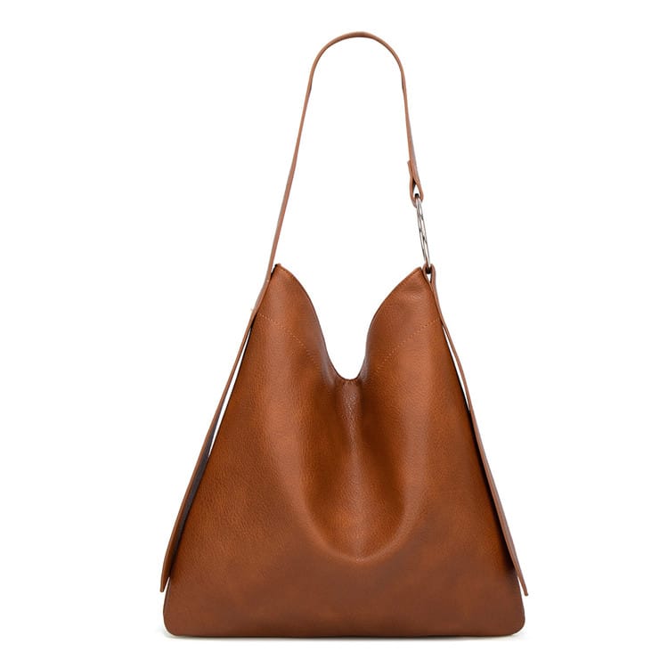 Sac fourre-tout souple simple de grande capacité pour femme, couleur unie 