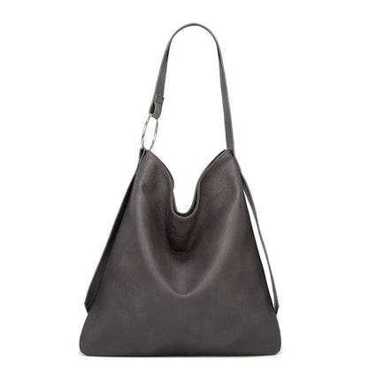 Sac fourre-tout souple simple de grande capacité pour femme, couleur unie 
