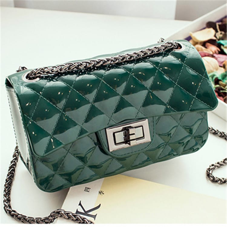 Women Fashion Jelly Color Metal Chain Crossbody Bag