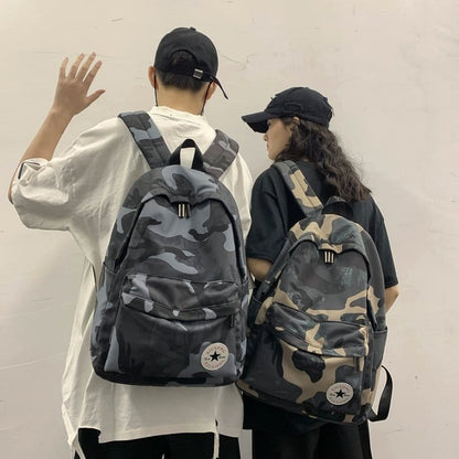 Unisex Fashion Zipper Camouflage Printing Large Capacity Backpack