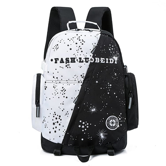 Women Fashion Zipper Color Blocking Large Capacity Backpack