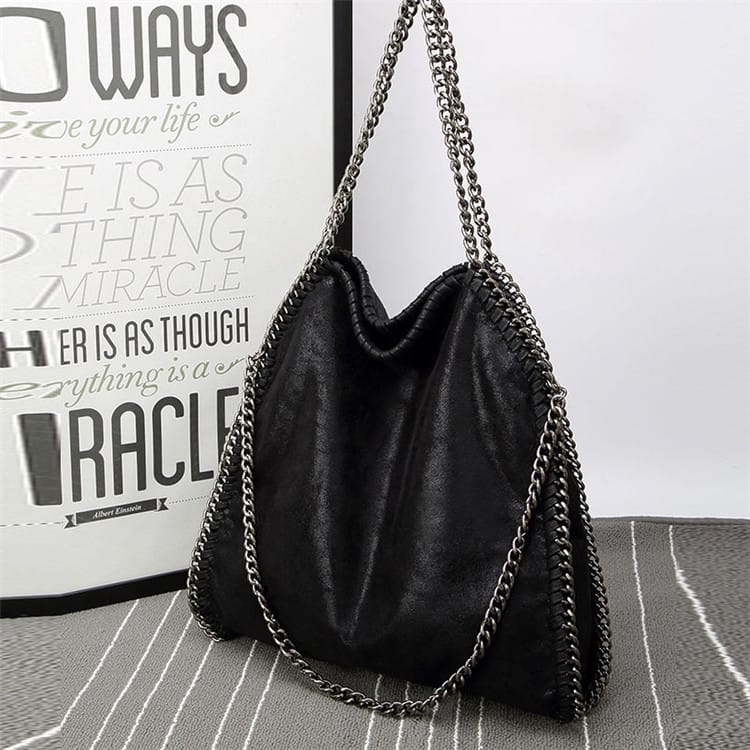 Sac à bandoulière à chaîne de grande capacité pour femme, couleur contrastée, tendance