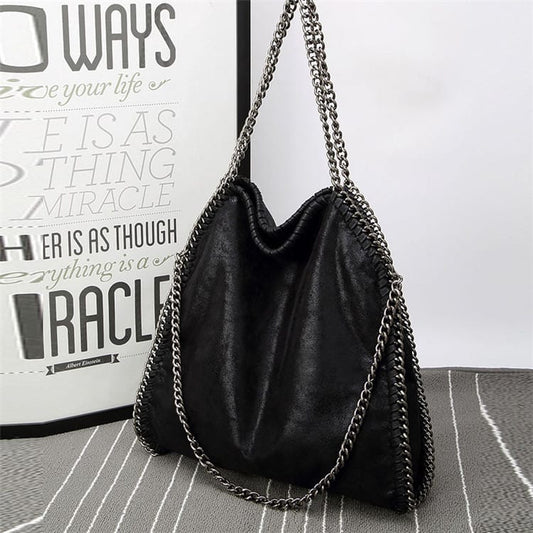 Sac à bandoulière à chaîne de grande capacité pour femme, couleur contrastée, tendance