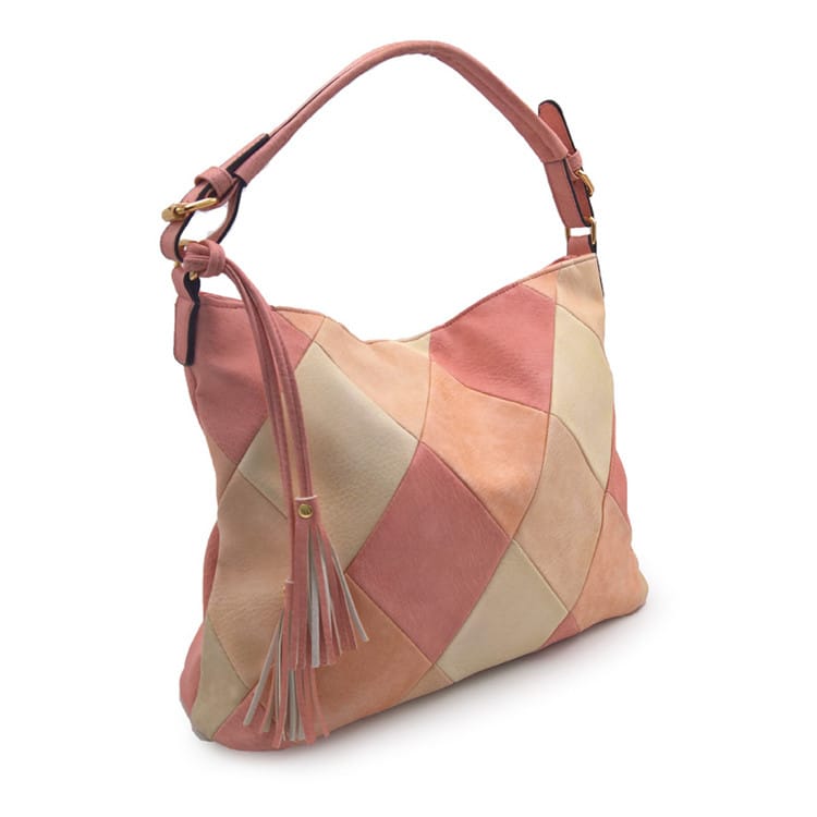 Sac à bandoulière grande capacité en patchwork de couleurs ethniques pour femme 